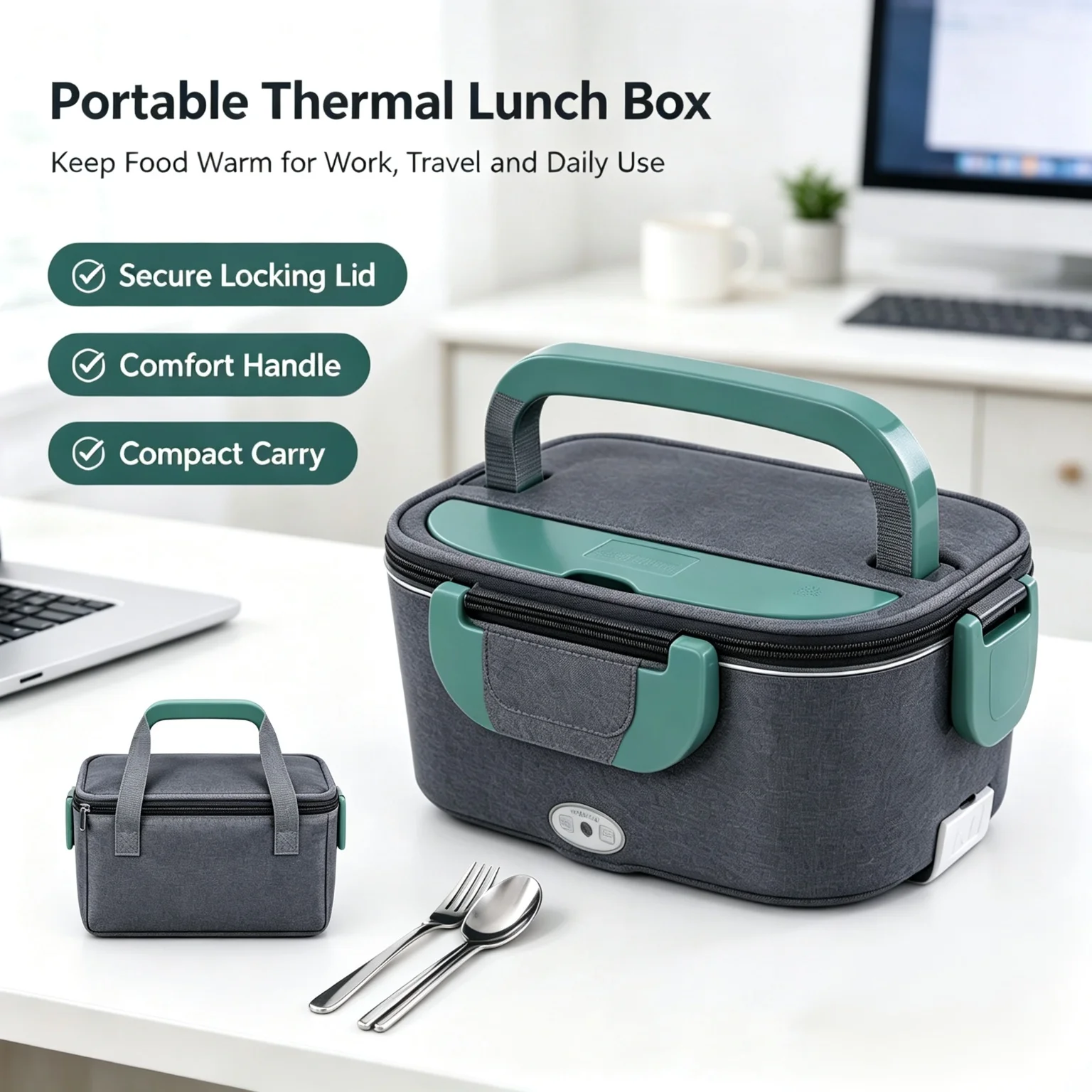1.5L 60W Portable Electric Lunch Box Food Heater, Car Home Dual Use Leak Proof Food Warmer for Truckers Office Travel