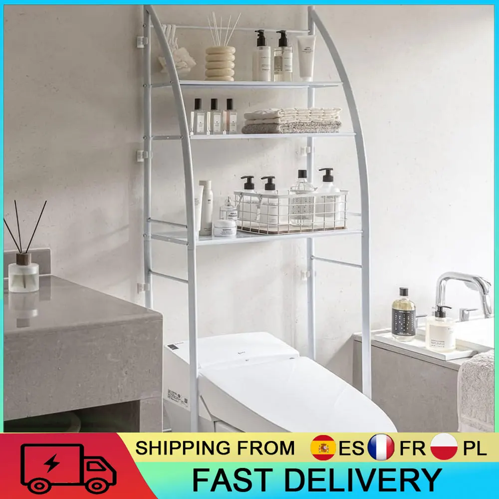 Étagère de rangement à 3 niveaux au-dessus des toilettes, organisateur de salle de bain autoportant pour gagner de la place, étagère de toilette en métal multi-niveaux pour le rangement de la salle de