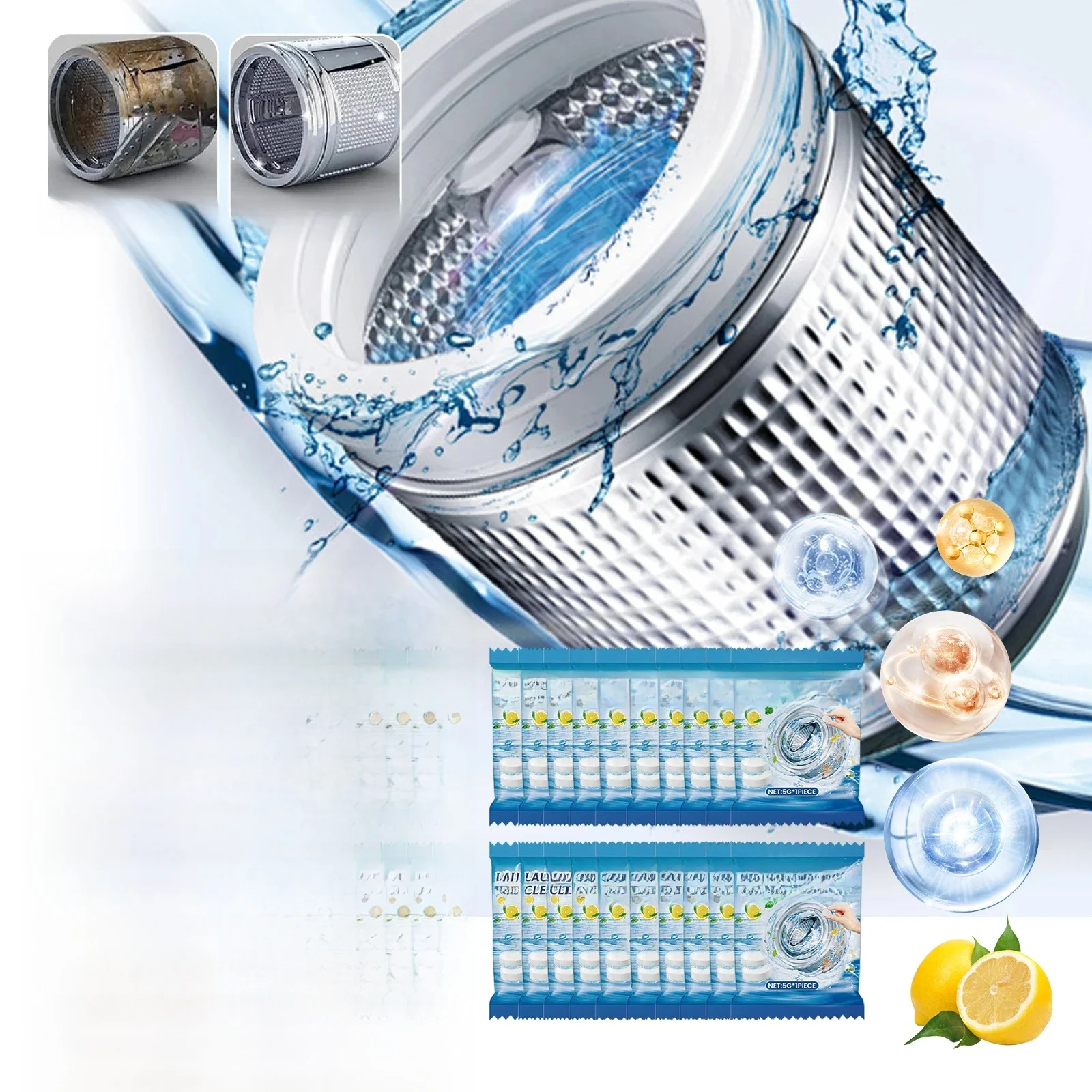 20/40/60PCS Wasmachine Cleaner Tabletten Drum Washer Diep Schoon Vuil Dissipates Geuren Snel Oplossen langdurige Geur - afbeelding 2