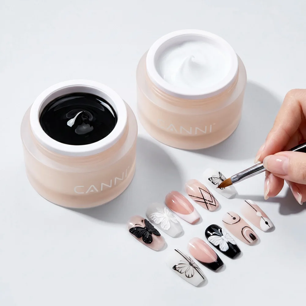 CANNI 10g No-Wipe 5-in-1 Plaster Gel HEMA TPO FREI Nail Art Funktionsgel Weiß Schwarz Nagellack Reliefmuster DIY Maniküre – Detail 14