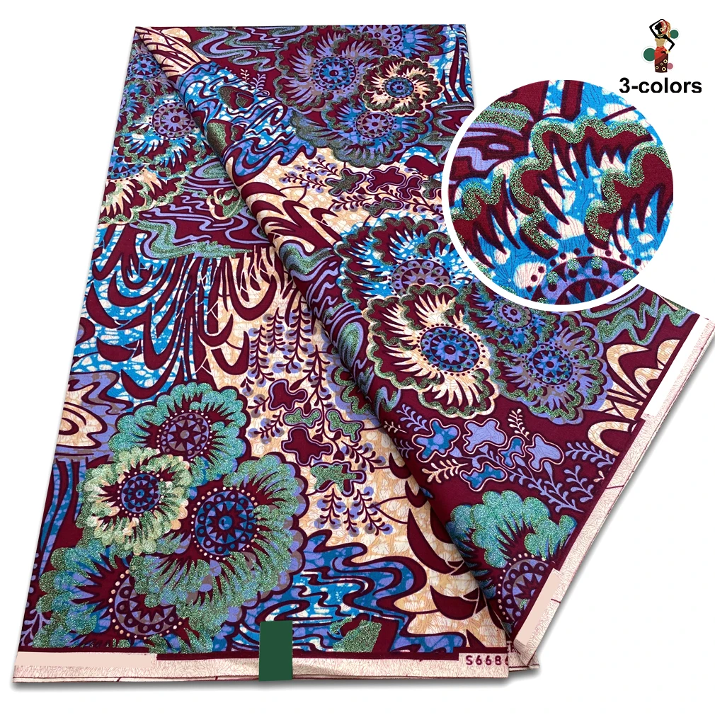 Hoge kwaliteit zachte Pagne 100% katoen gouden print stof Afrikaanse echte was stof Nigeria Ankara Grand SUP stof