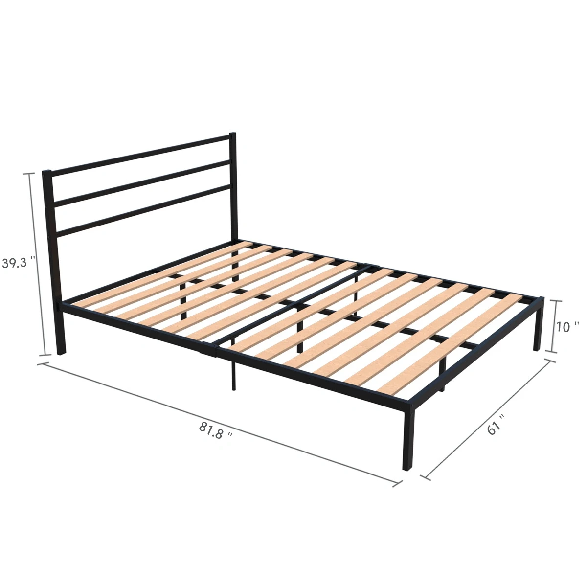 [Flash Sale]Queen Size Black Gauze Pattern Straight Iron Bed Frame Load-Bearing 500LBS[US-Stock]