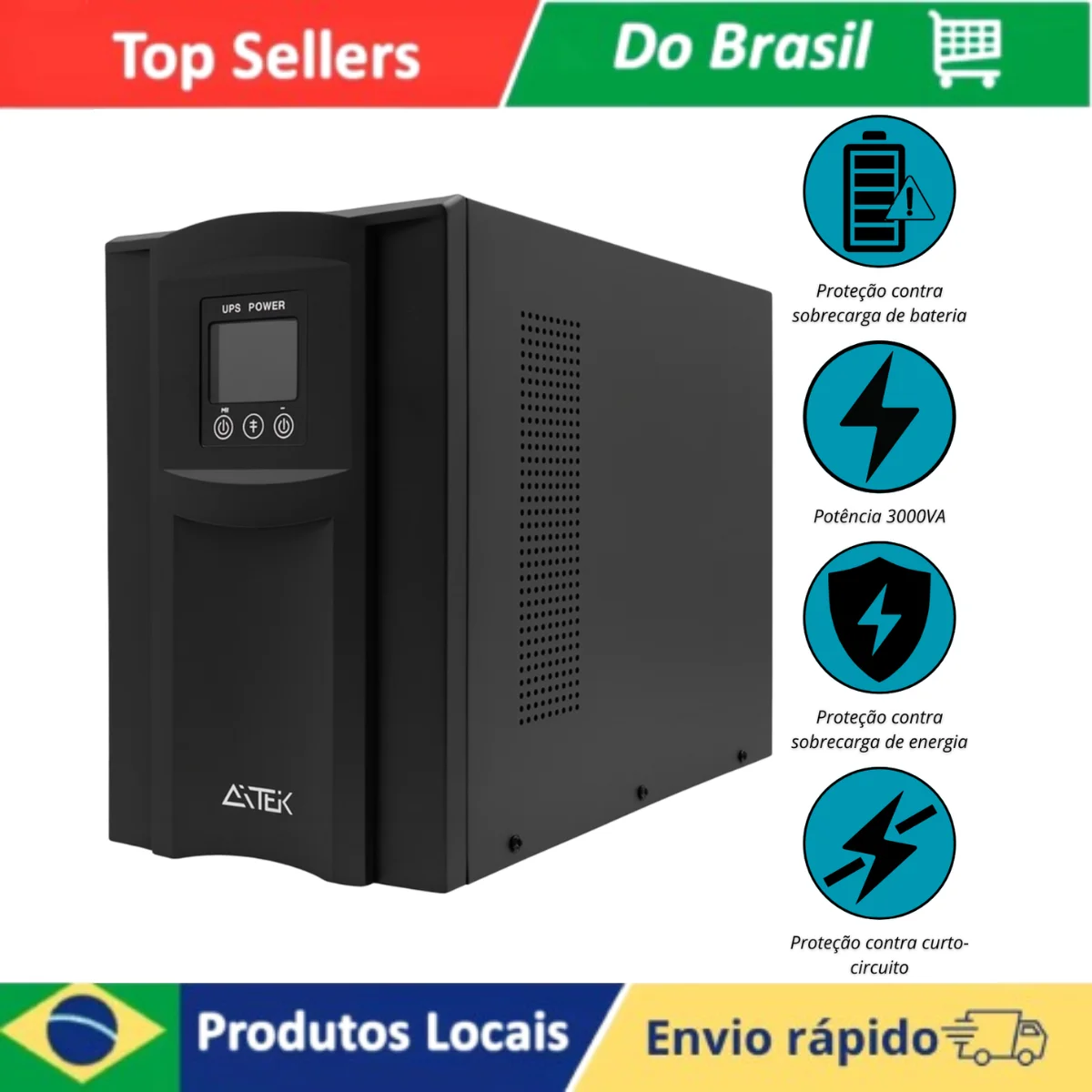 Nobreak Online Dupla Conversão 3000VA 2100W Senoidal Pura Bivolt Para 110V Ideal Para Servidores E Computador Gamer