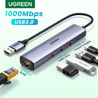 UGREEN USB Ethernet Adapter 1000/100Mbps USB3.0 HUB RJ45 Lan for Laptop PC Xiaomi Mi Box Macbook Windows USB-C HUB Network Card