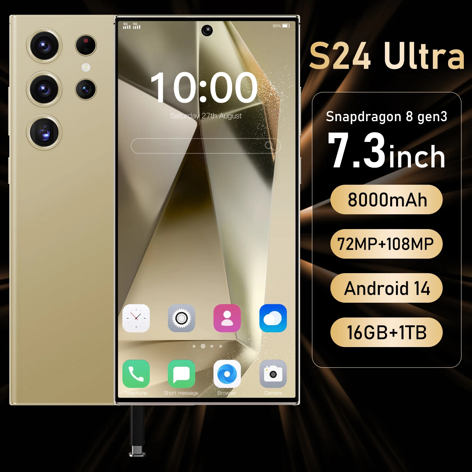 S25 S24 Ultra New smartphone 5G 7.3'' high-definition Android 14 Snapdragon 8gen3 10core dual SIM phone 7800mAh unlocking phone