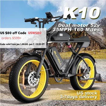 Image Bluvall K10 Electric Bike with Dual 52V Motors, 35MPH Top Speed, 160-Mile Range, High-Capacity Battery for Long-Distance Commuti