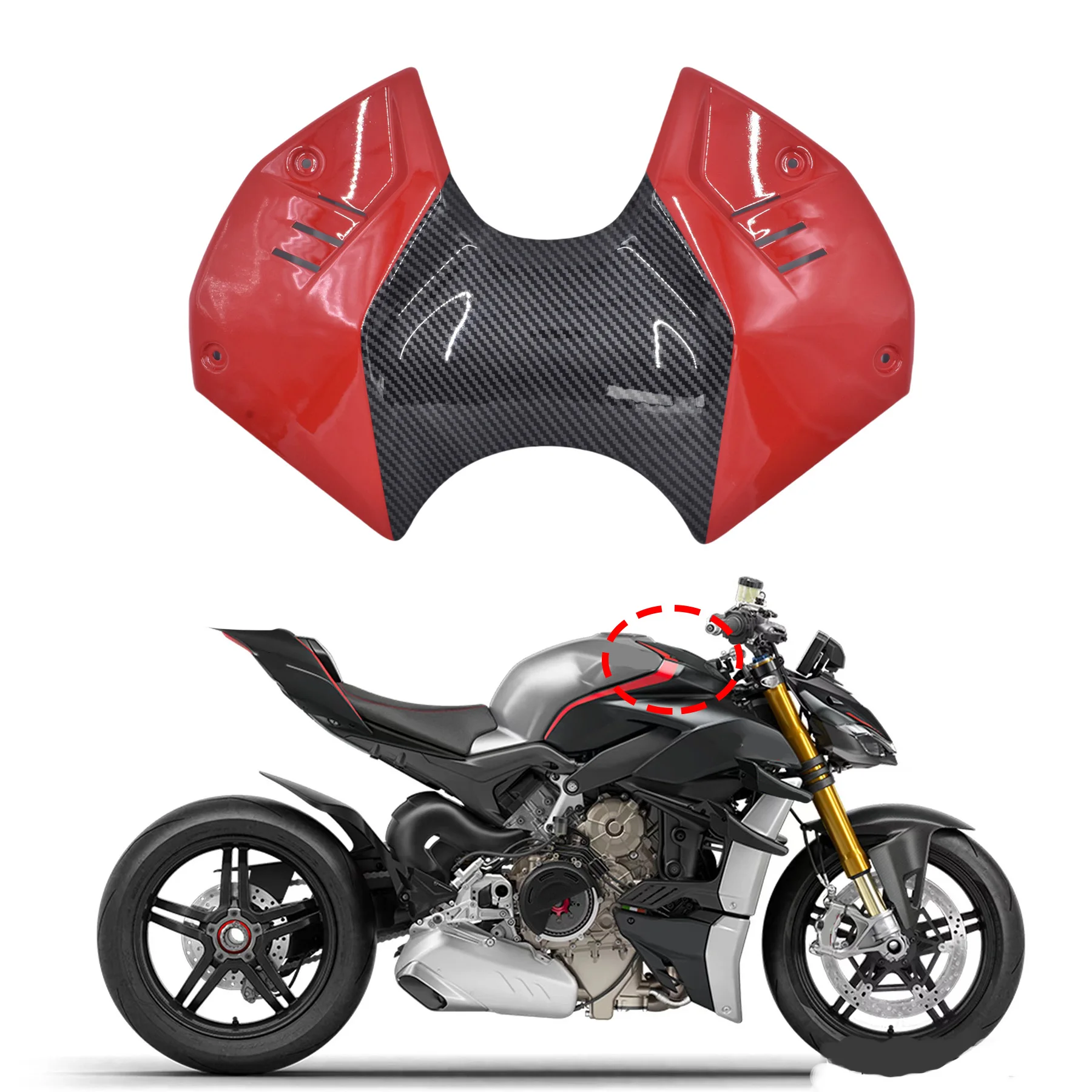 

For DUCATI Streetfighter V4 V4S 2020 2021 2022 Motorcycle Carbon Fiber Black FAIRING TRIM FRAME COVER Tank Front Cover Fairing