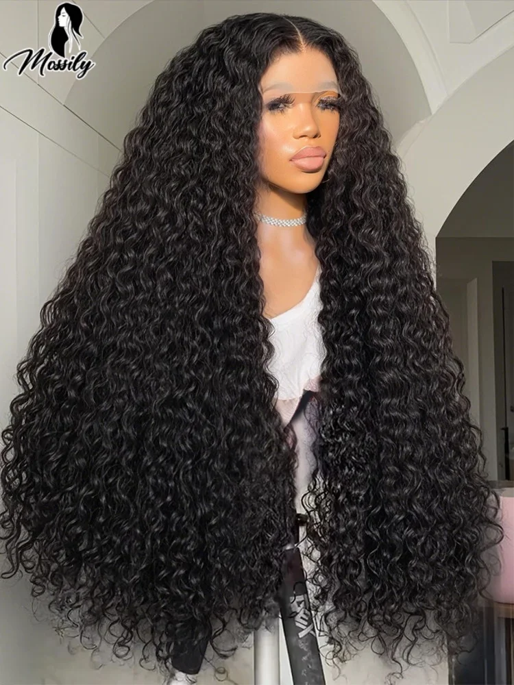 

Вьющийся парик фронта шнурка 5x5 бесклеевого цвета, 100% человеческие волосы 13x6 HD, глубокая волна, кружевные фронтальные парики 13x4, вода 30, 40 дюймов, закрытие Kinky WearGo