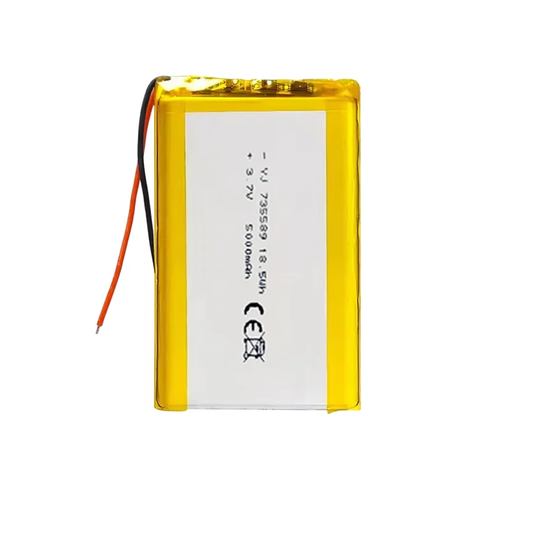 735589 3.7V 5000mAh High Capacity Li-ion Polymer Battery 18.5Wh for Power Tools, Drones & High-Power Electronics