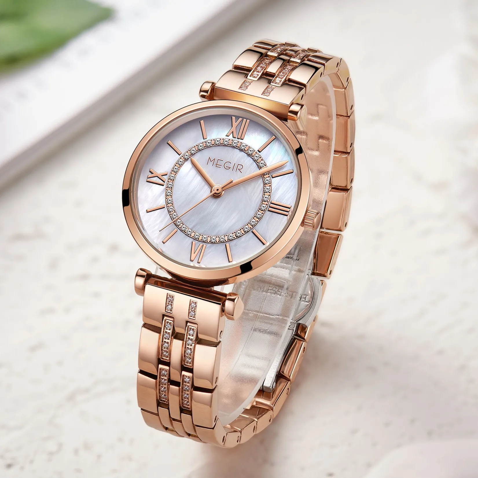 MEGIR Luxury Women Bracelet Quartz Watches Stainless Steel Band Waterproof Female Dress Wrist Watch Clock Ladies Montre Femme