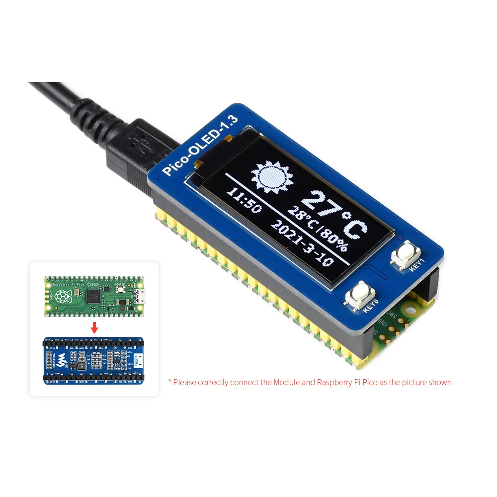 1,3-дюймовый OLED-экран для RPI Raspberry Pi Pico 2 Вт, удлинитель HAT RP2040 RP2350, плата расширения