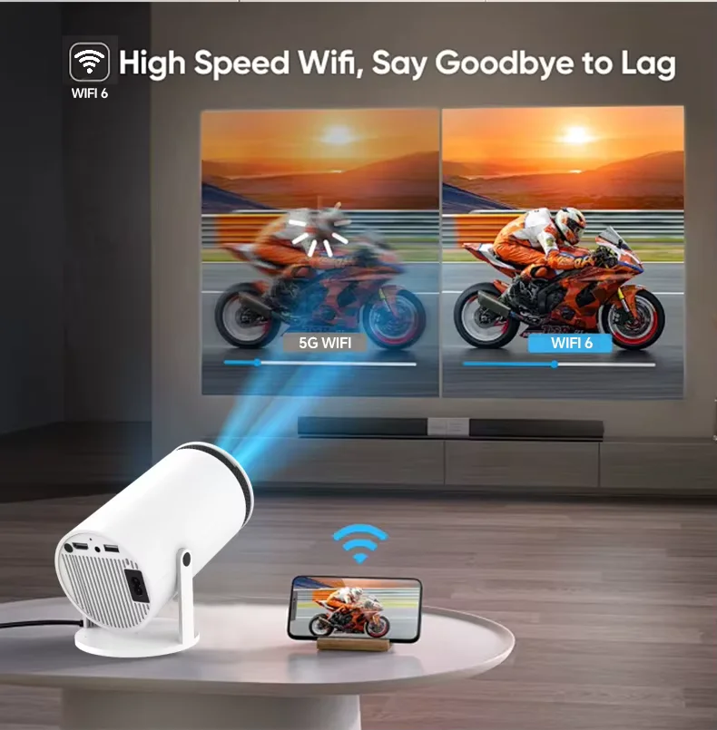 2024 Hot Selling HD Projector HY300 RK3566 quad-core Ultra Fast Wireless Connection BT5.0 4K Android 12 Wifi mini Projector