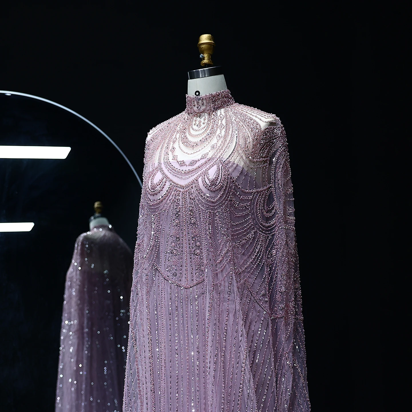 Sharon Said Luxuriöses Perlenbesetztes Dubai Nude Abendkleid für Arabische Frauen Hochzeit Eleganter Kaftan Formelle Partykleider SS780 Maßanfertigung – Detail 14