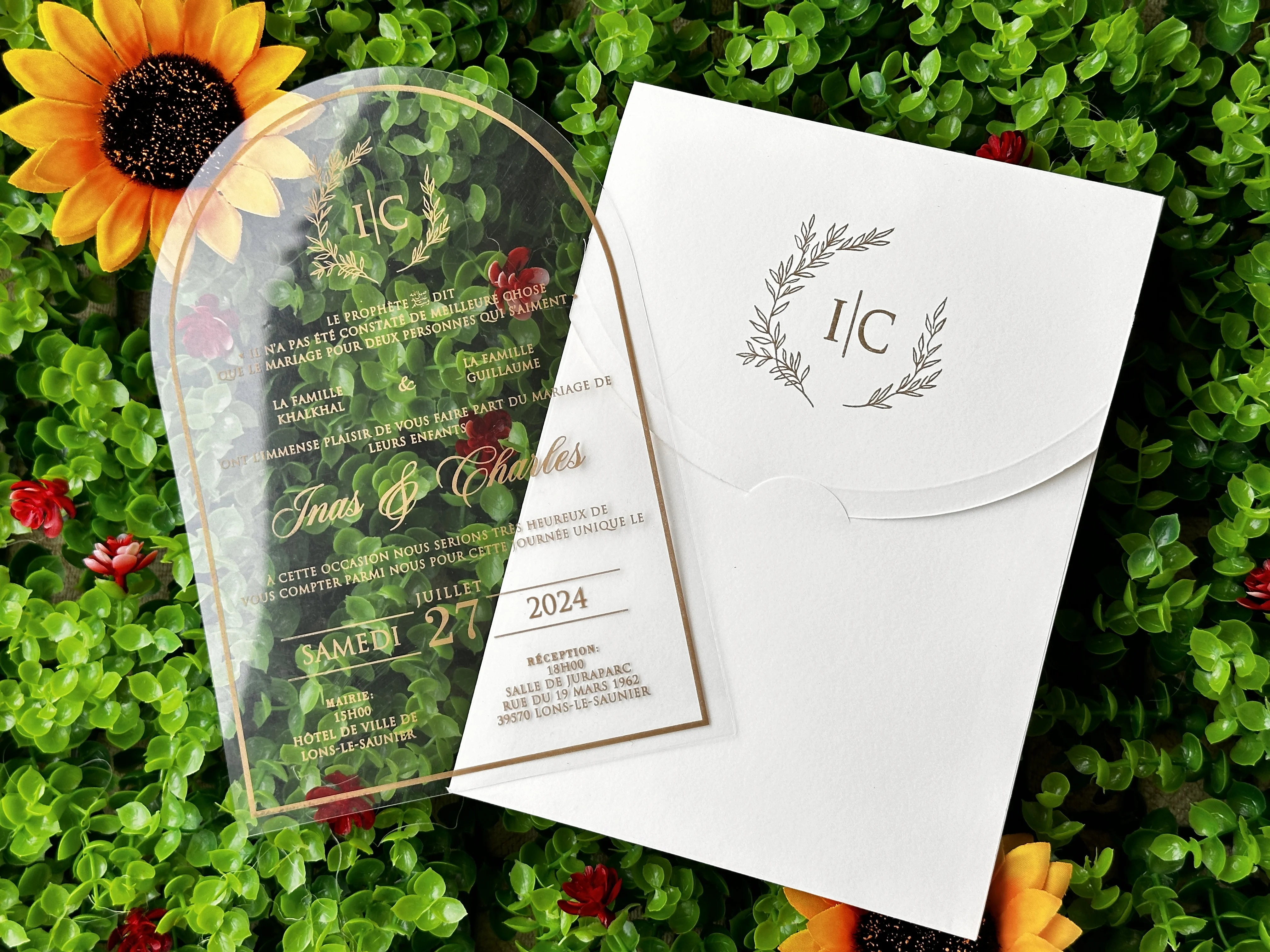 100pcs custom wedding party christmas event card birthday invitation card handmade 2024 wedding season faire part acrylic