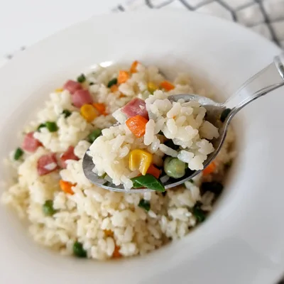 قائمة طعام جانبية للأطفال ، لحم خنزير بئر واحد ، خضروات ، أرز مقلي ، وجبة خفيفة ، ميكروويف ، صحن بئر واحد ، 10