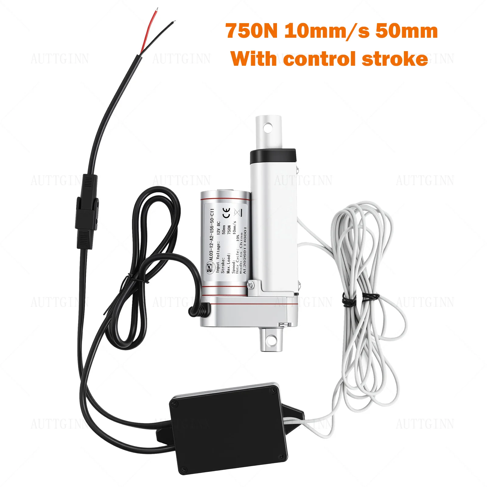 

Электрический линейный привод с регулируемым ходом и магнитным концевым выключателем, DC12V, 750Н, 10мм/с, длина хода 50мм, для автоматического оборудования