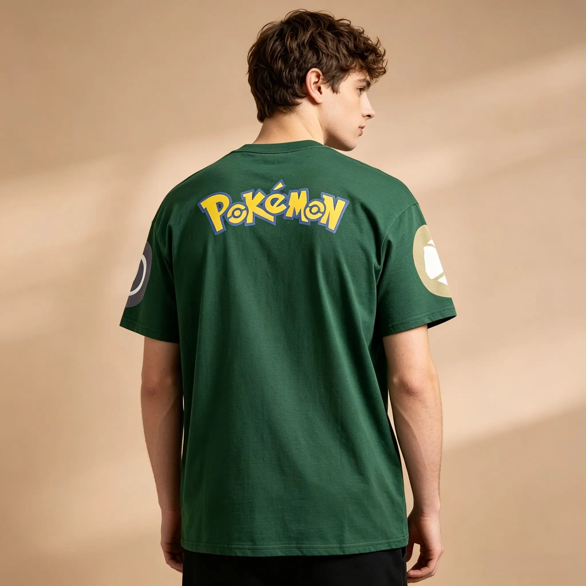 Men's Vintage Grid Anime T-Shirt, Pokemon Tyranitar Pseudo Legendary Manga Poster Print Green Casual Short Sleeve Top