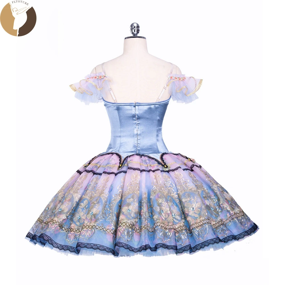 FLTOTURE Women Ballet Variations La Fille Du Pharaon Act 3 - First River Costume 10 Layers Romantic Tutu Mermaids Skirt QW1383