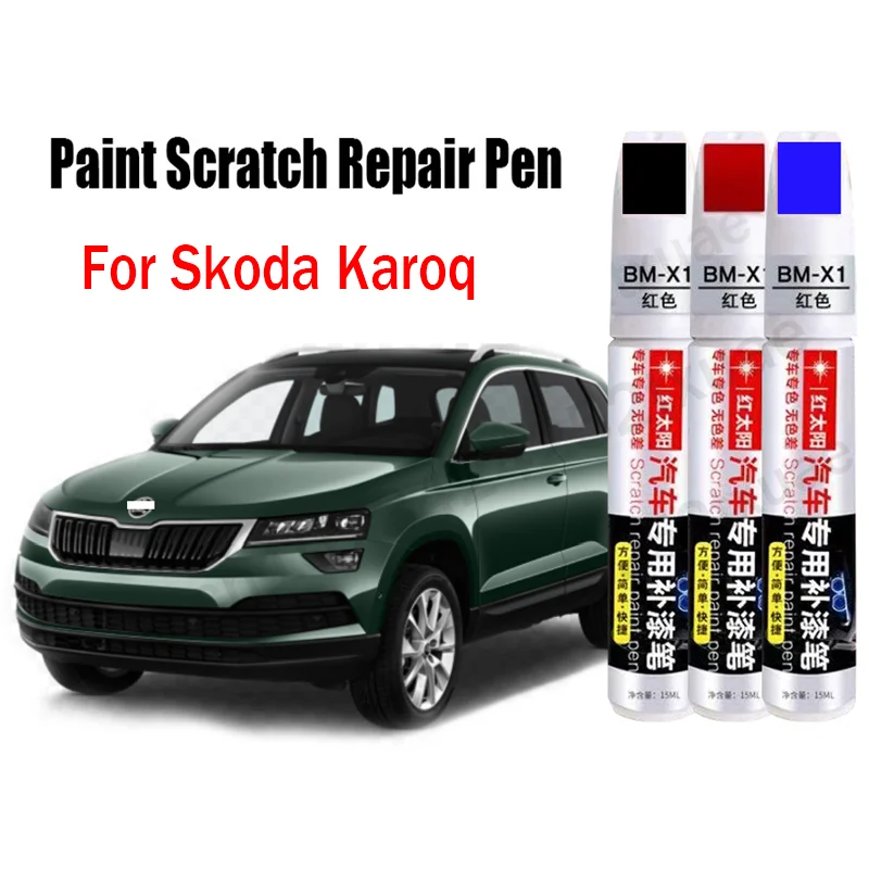 Car Paint Scratch Repair Pen for Skoda Karoq 2023 2022 Touch-Up Pen Remover Paint Care Accessories Black White Red Blue Gray