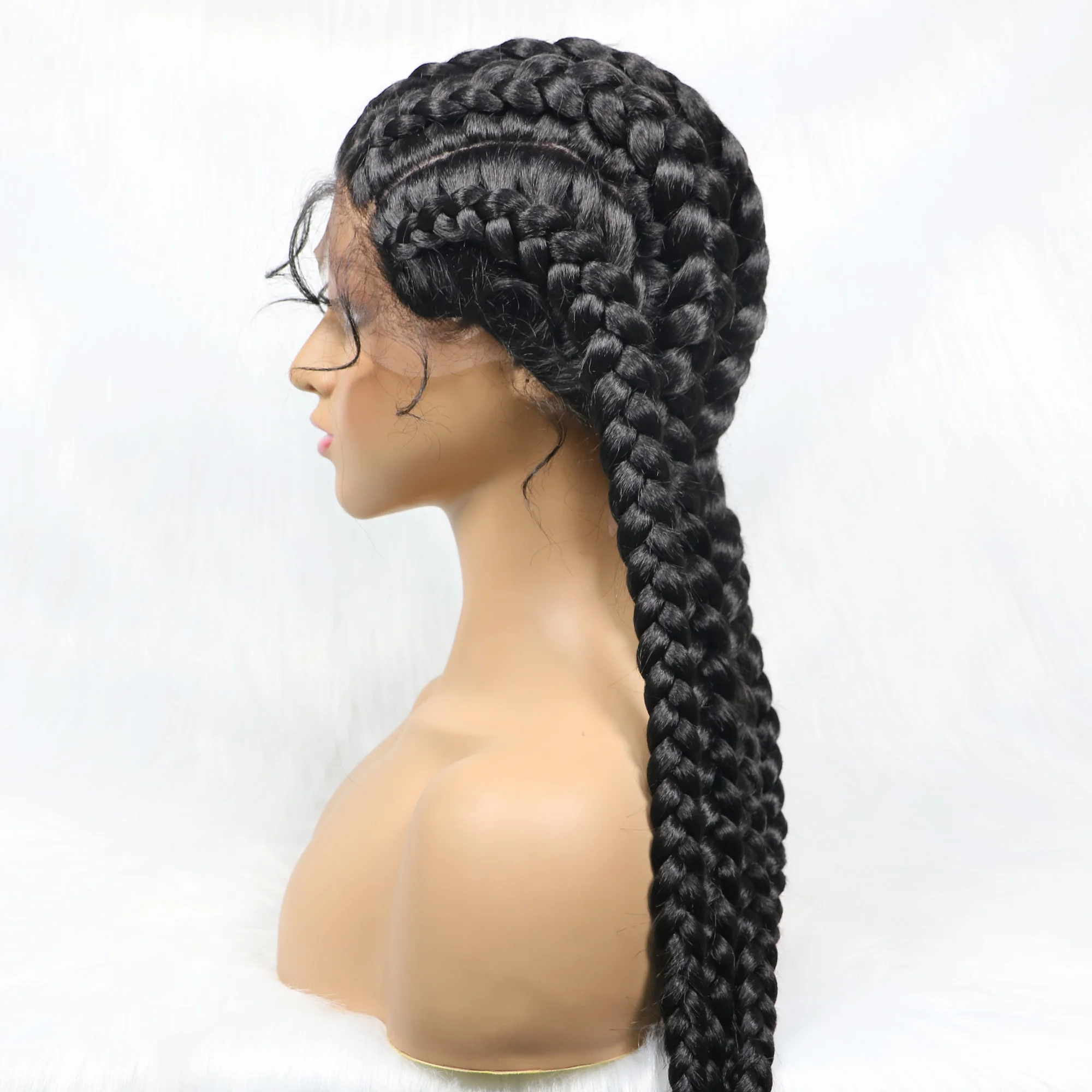 Box Braided Wigs Lace Frontal Cornrow Wig 24 Inches Synthetic Wigs Knotless With Baby Hair For Women Afro Style Wig