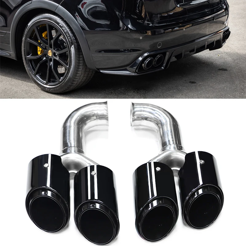 Quad Car Exhaust Tip For Porsche Cayenne 958 2011-2014 304 Stainless Steel Muffler Tip Nozzle Tailpipe Exhaust System Tuning Tip