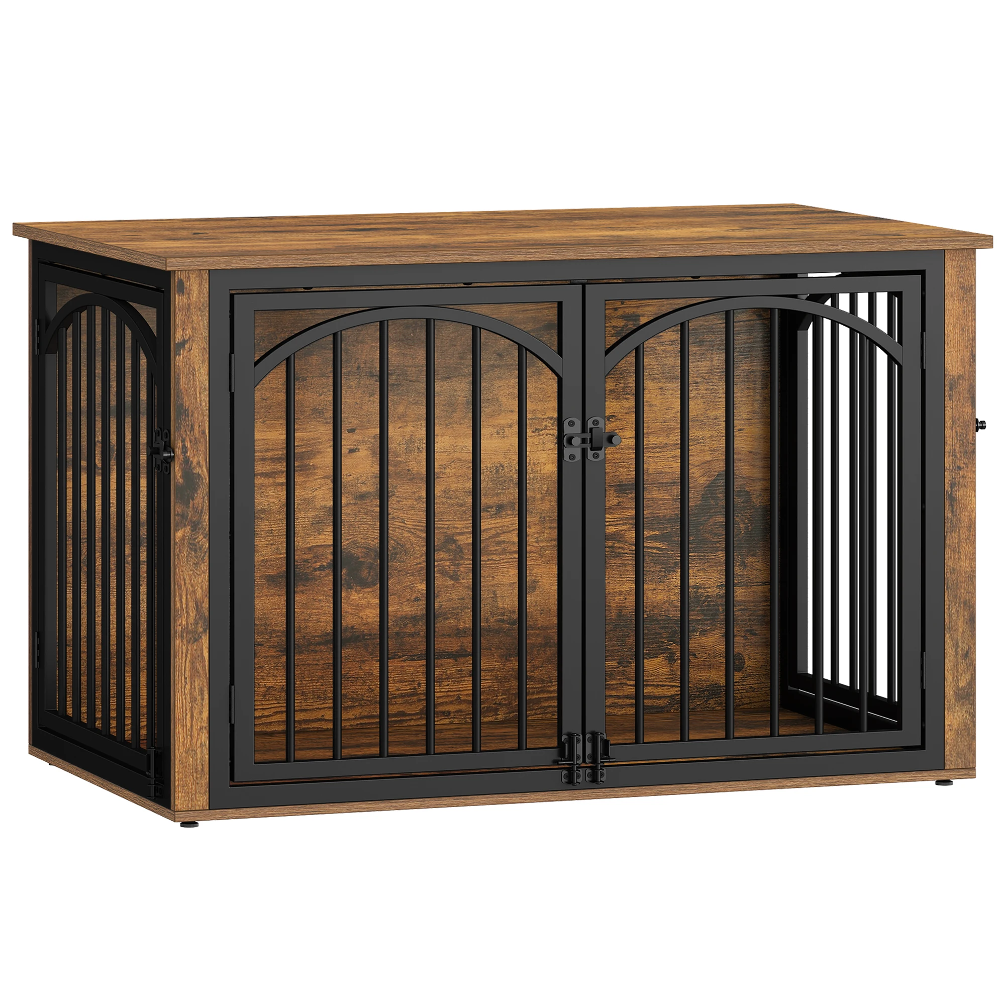 Hondenkennelmeubilair, 100cm hondenbox voor thuis met 4 deuren, moderne houten hondenbox, bijzettafel, voor middelgrote tot grote honden