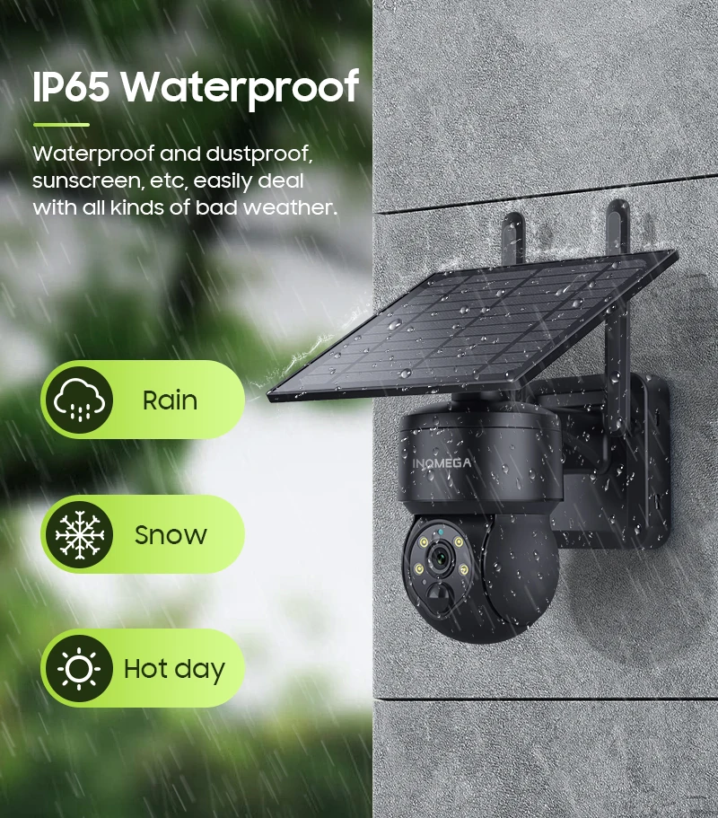 INQMEGA Tuya Smart Life 6MP Solar Camera WiFi PTZ Security CCTV Camera Wireless PIR Human Tracking Color Night Vision IP65