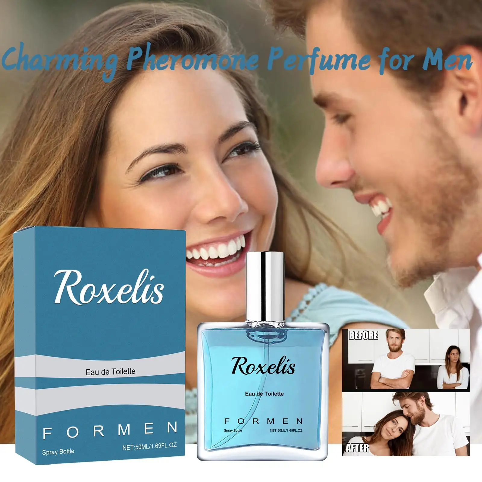 Roxelis 50ml hombres feromonas Perfume Spray larga duración fragancia ligera coqueteo seducción Aroma elegante liberador encanto citas Perfume