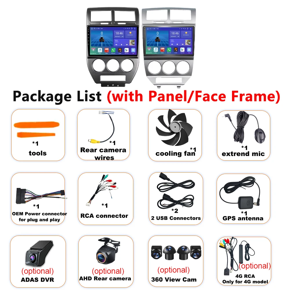 Car Radio  Android 16 For Dodge Caliber 2007 - 2010 Navigation GPS Carplay Stereo Android Auto Screen Multimedia Player No 2din