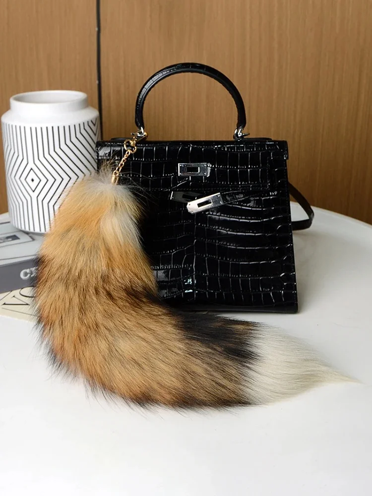 Porte-clés Queue de Renard group pour Femme, Pompon Queue de Loup, Bel Accessoire, Longueur 40 cm, Cadeaux de Voiture, Y2k