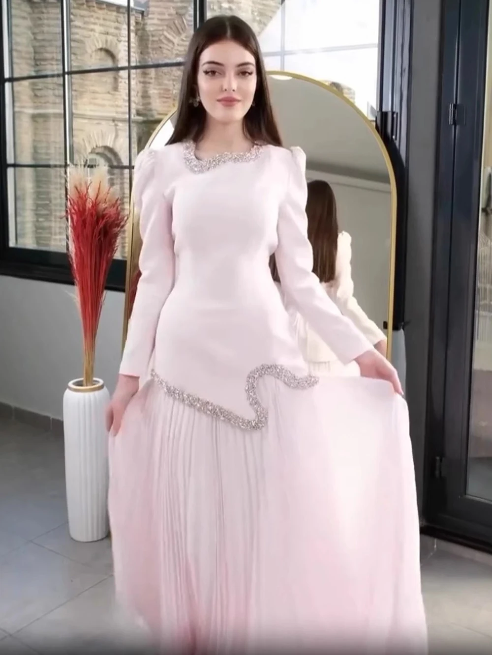 Modphy Fashion Evening Dress Prom Set 2 Piece Women Diamond Irregularity Top & Skirts Suits Formal Gown Chic Set Female Fashion
