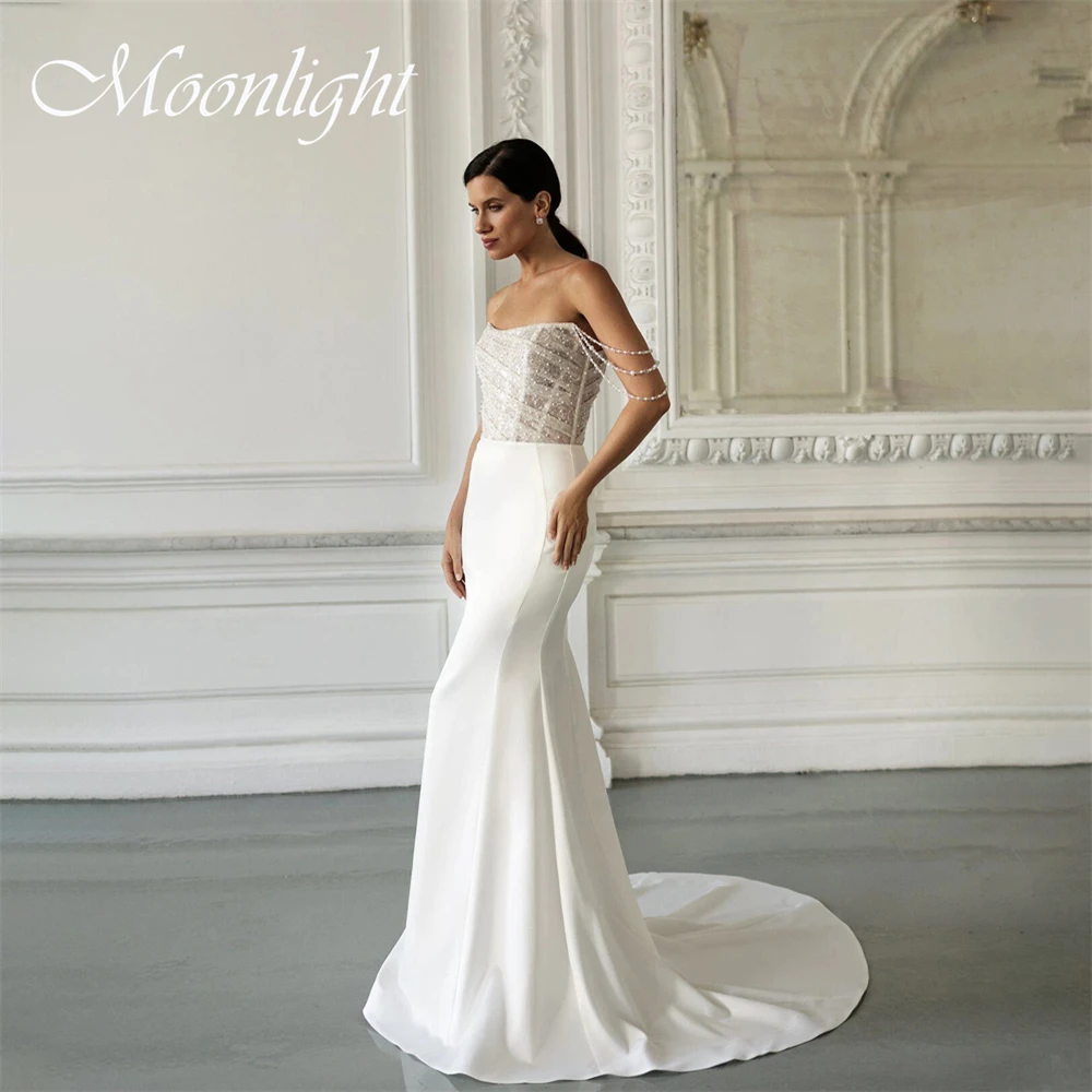 

Modern Pleat Beading Lace Mermaid Wedding Dresses 2026 Strapless Women Off The Shoulder Backless Vestidos De Novia Customized