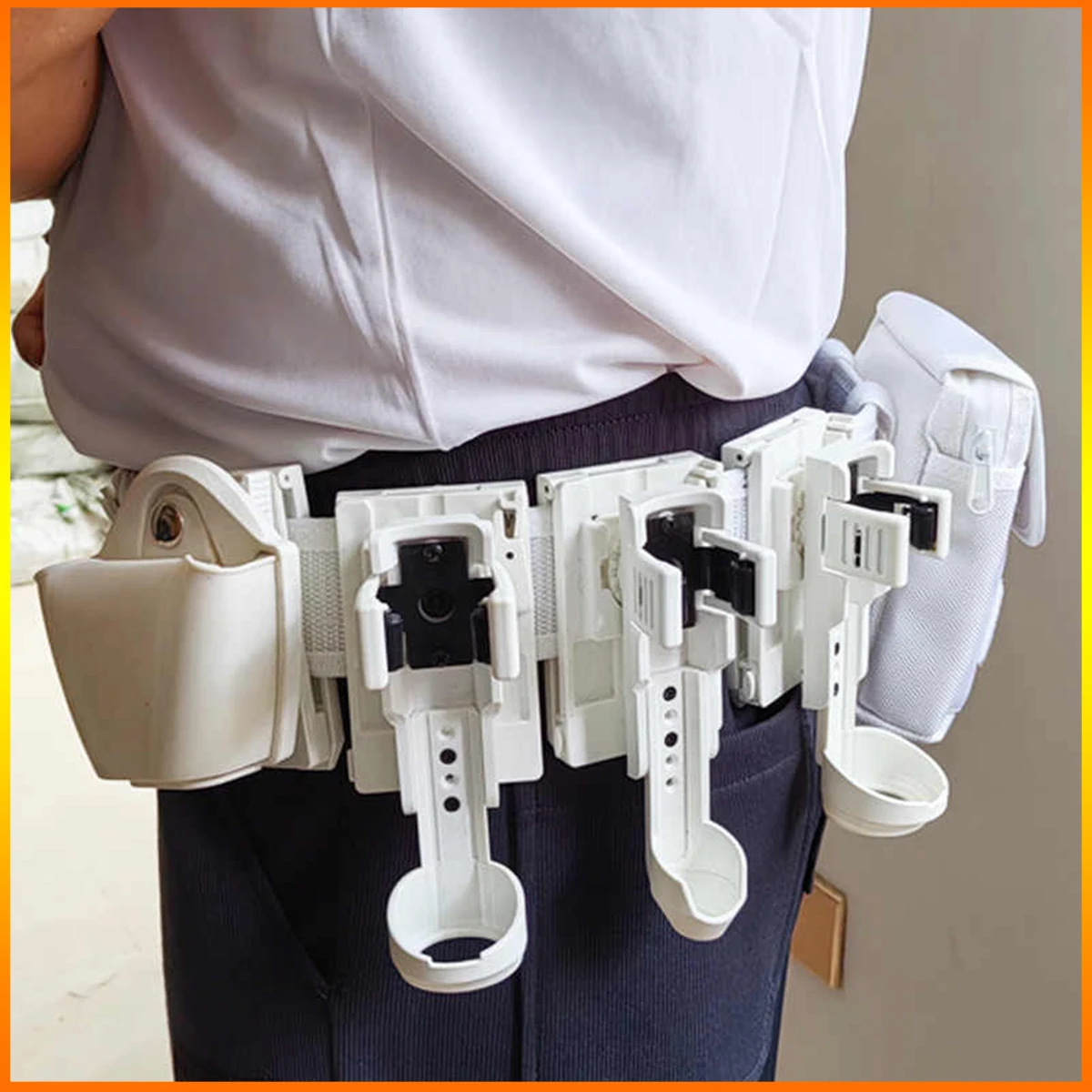 White quick-release tactical belt eight-piece set Patrol traffic duty armed belt eight-piece set for Outdoor hunting role play