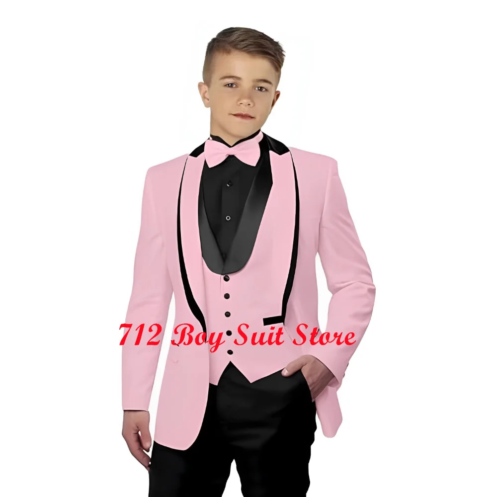 Conjunto de 3 piezas de esmoquin Formal para niños, chaqueta ajustada, chaleco, pantalones, conjunto de fiesta, boda, chaqueta para niños, ropa de vestir, trajes para niños