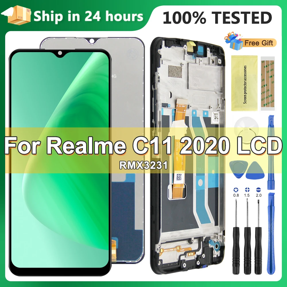 Оригинальный ЖК-дисплей для Oppo Realme C11 2020 RMX2185, ЖК-дисплей для Realme C12 C15 RMX2189 RMX2180, ЖК-дисплей с сенсорным экраном и дигитайзером с рамкой