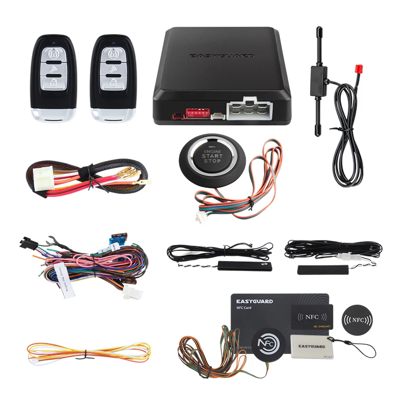 EASYGUARD Universal DC 12V EC002-NFC PKE Car Alarm System Passive Keyless Entry & Remote Engine Start NFC Lock Unlock