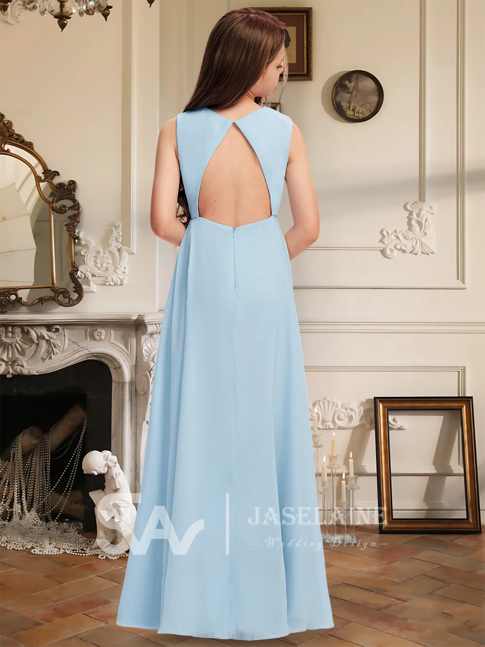 Линия овальной формы длиной до пола, шифоновое платье для подружек невесты с каскадными оборками, платье с цветочным узором для девочек, свадебное торжественное мероприятие