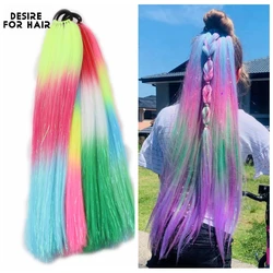 Desire for Hair 26inch Long Synthetic Ponytail Hair Piece Mix Tinsel Sparkle Glitter Braiding Hair Extensions