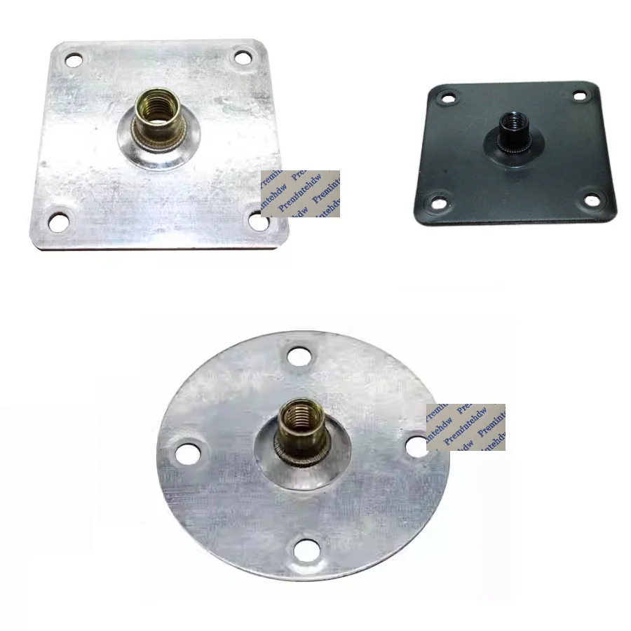 8Pcs Steel Black Round Square Mount Plate M8 M10 Thread Flange Furniture Table Leg Connecting Adapter