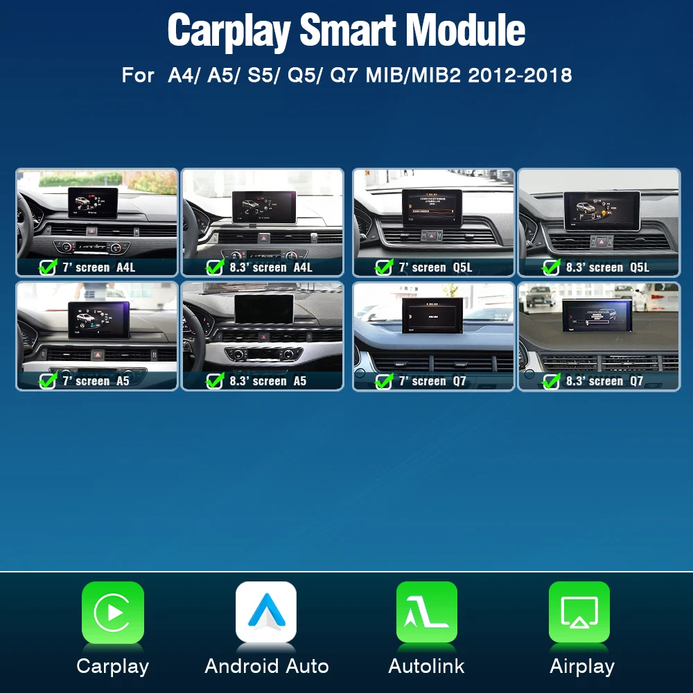 AUTOTOP Draadloze CarPlay Android Auto voor AUDI A3 S3 8v A4L A5 Q2L Q5L Q7 MIB MIB2 2013-2018 Mirror Link AirPlay Ondersteuning Camera