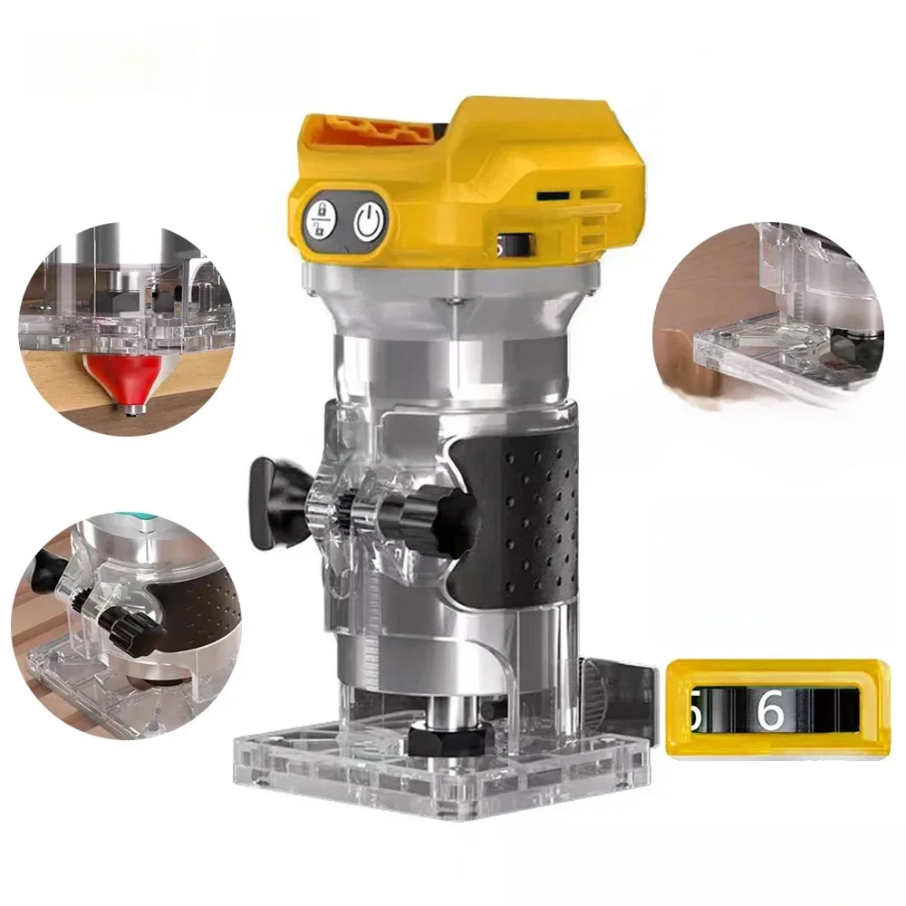 Tondeuse électrique sans balais, Machine de découpage du bois, routeur à bois, fraiseuse, gravure, Machine à rainurer, adaptée à la batterie Dewalt 18V