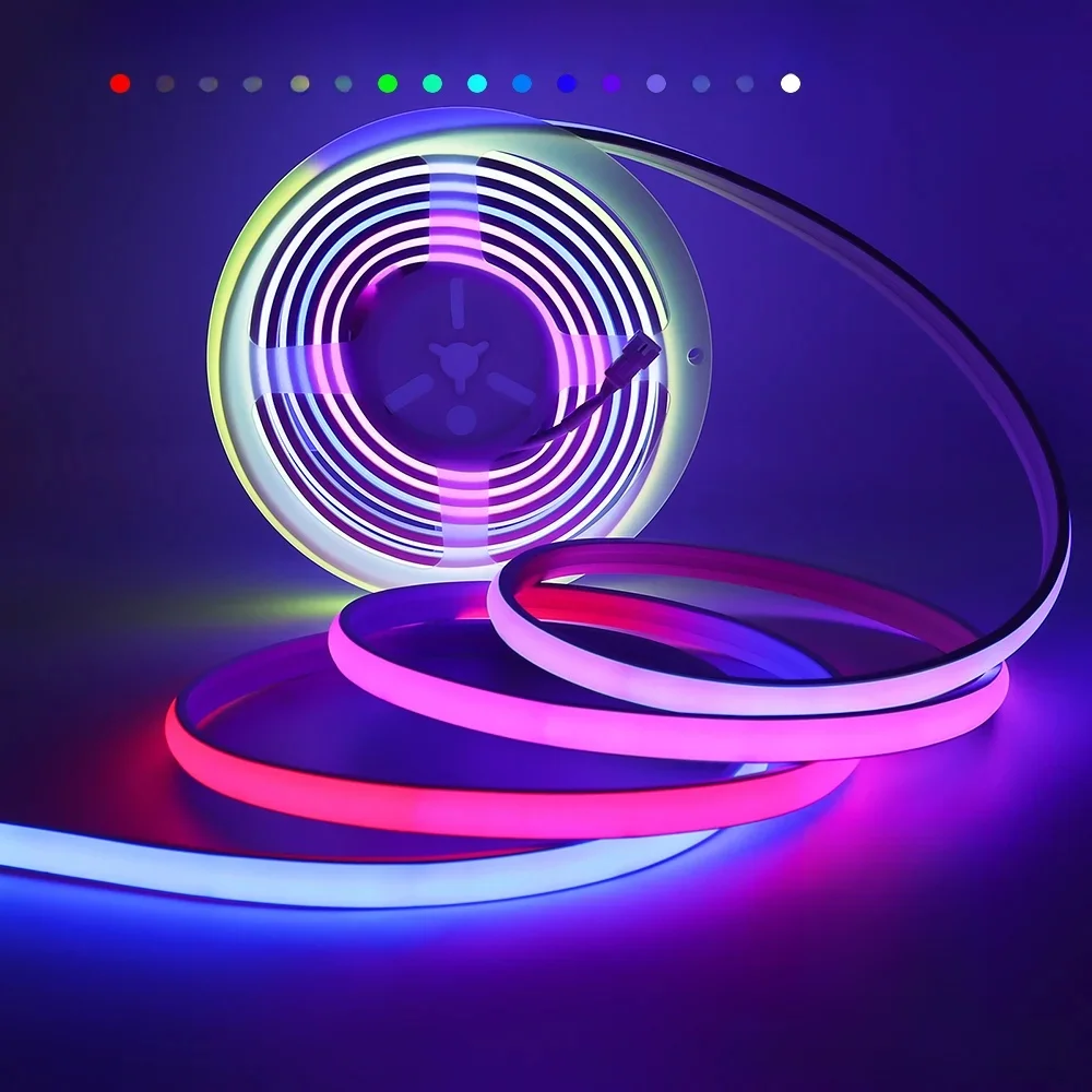 Bande Lumineuse LED COB RGBIC Étanche IP68 de 12/24V, WS2811 Pixel Adressable, Kit de 720Leds pour Décoration Extérieure, Support WiFi BT