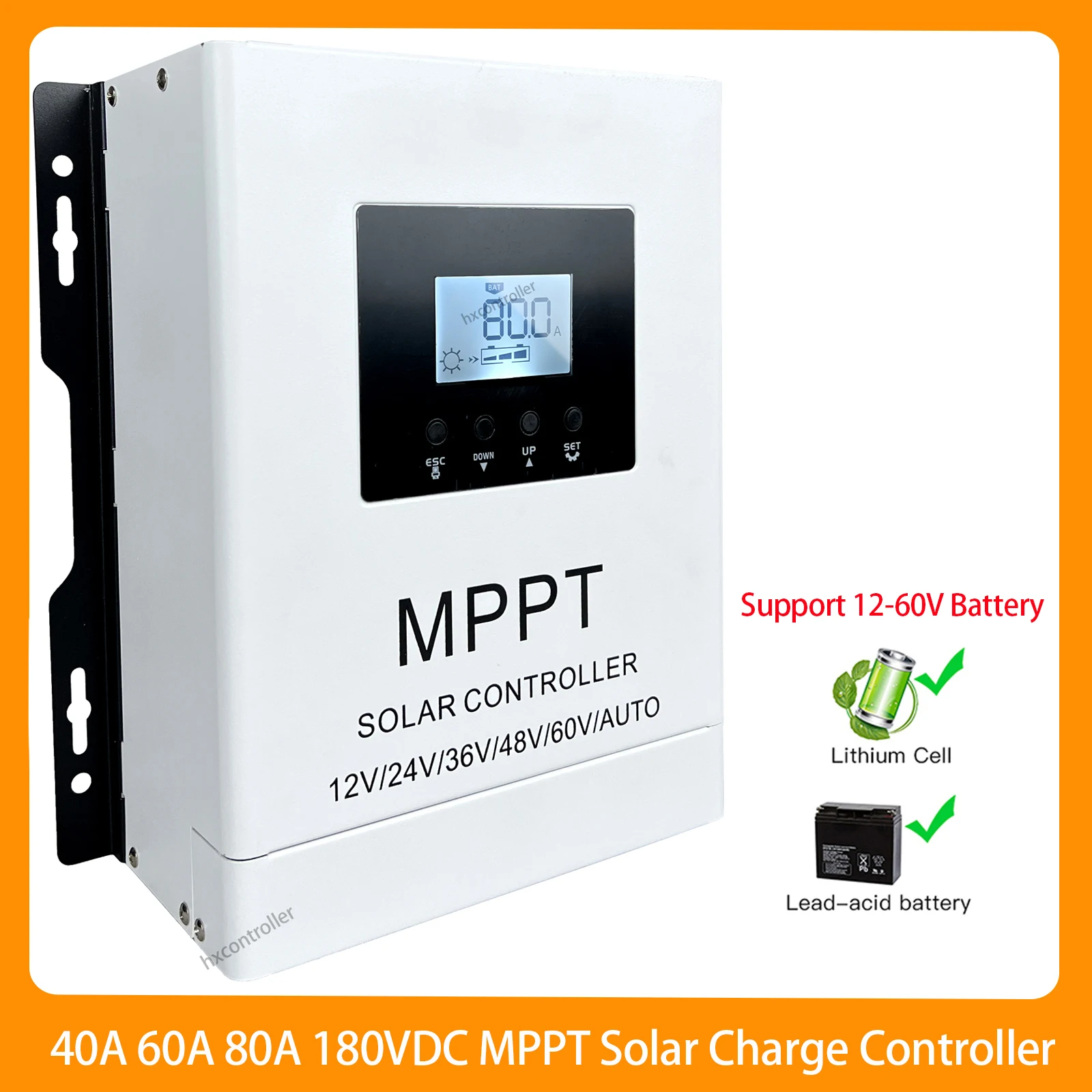 180VDC 40A 60A 80A MPPT Solar Controller With Adjustable LCD Display Timer SettingFunction For 12V 24V 36V 48V 60V Home Battery