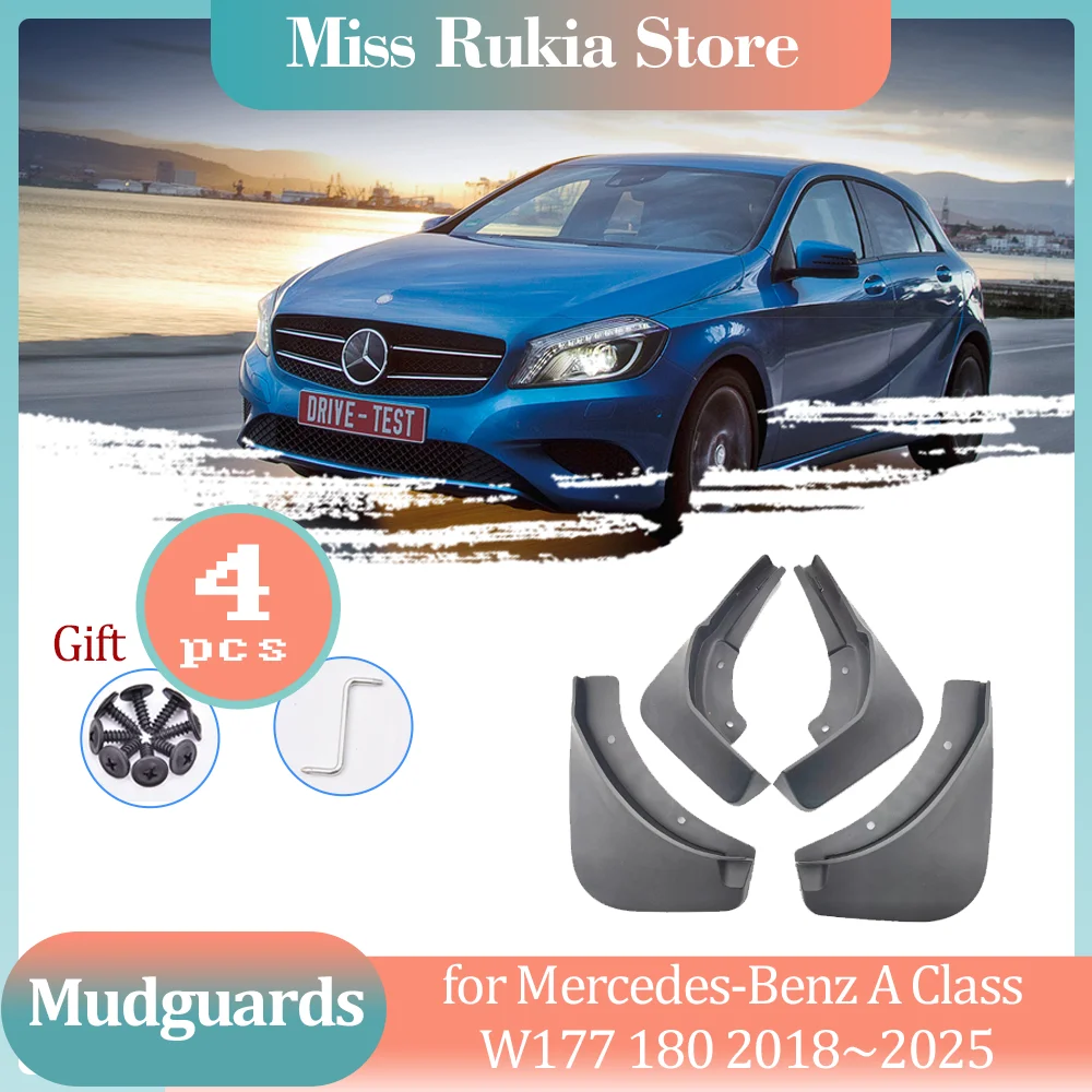 4pcs Mud Flaps for Mercedes-Benz A Class W177 180 2018~2025 Mudguards Splash Fender Flares Spoiler Wheel Guards Cover Accessorie