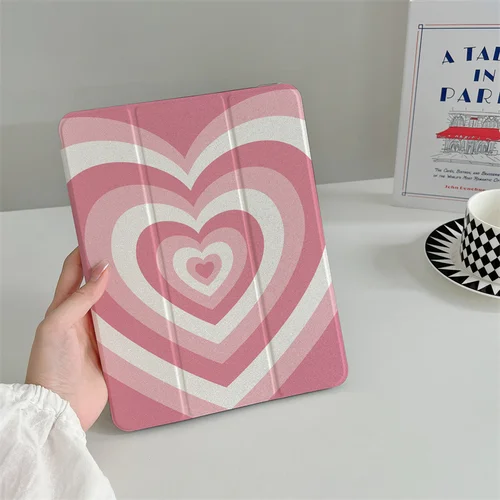 Imagen 1 del producto Funda bonita con forma de corazón de amor rosa para Apple iPad Pro 2024 11 pulgadas Air 5/4 10,9 10th 7/8/9 10,2 Air 3 10,5 pulgadas mini 6 5 4 fundas