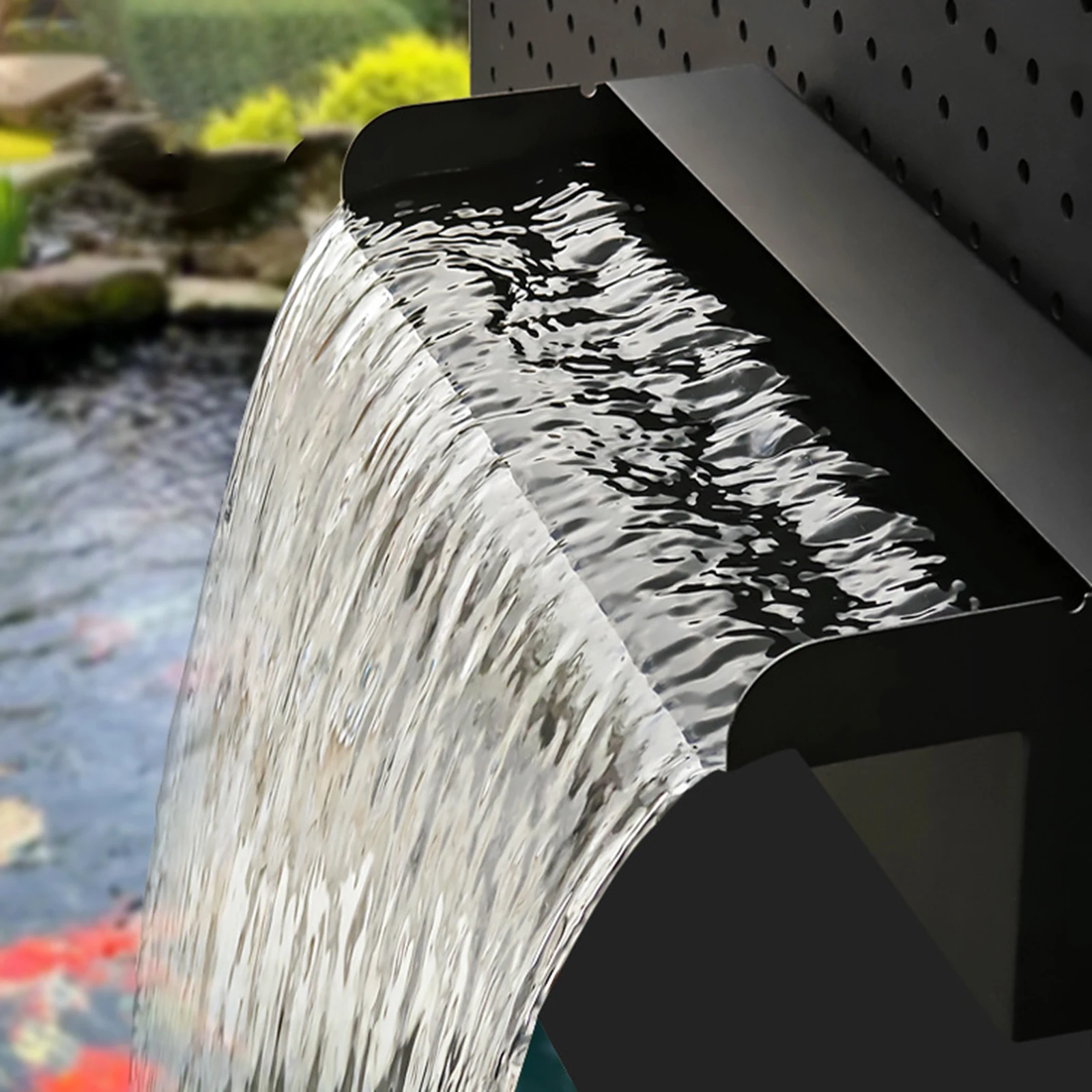 Waterfall Spillway Pool Fountain Stainless Steel, Water Feature Spillway for Hot Spring Pond Hotel Lobby, SPA Wall Mount