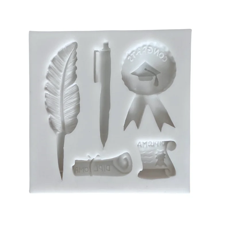 Cake Tool Graduation Quill Pen Silicone Mold Celebrate School Graduate Sugarcraft Chocolate Fondant Tool Clay Sugarcraft Mould