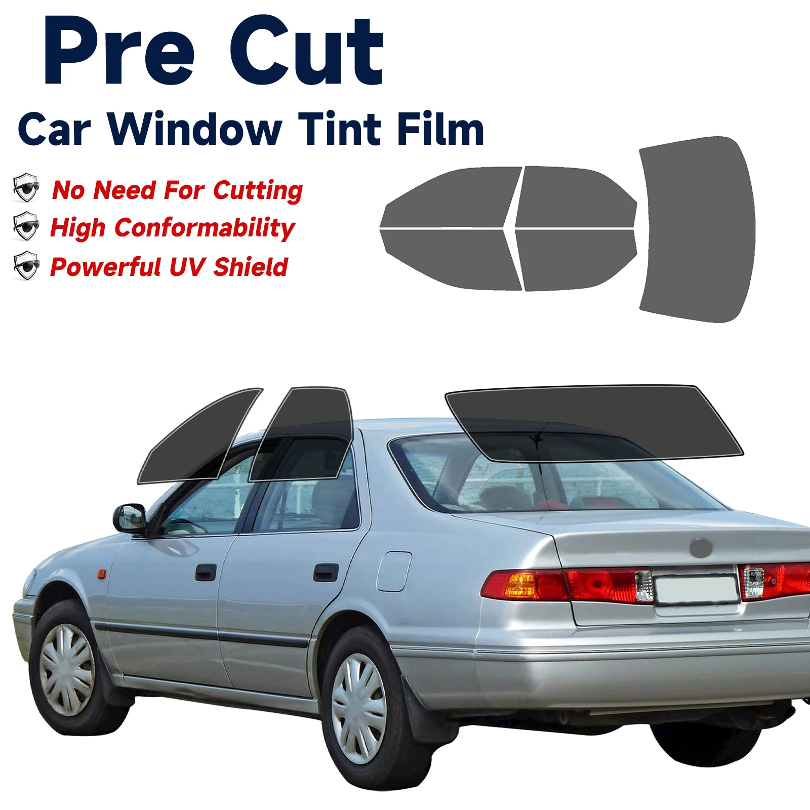 

Предварительно вырезанный оттенок окон автомобиля для Toyota Camry 1997-2001, все боковые солнцезащитные УФ-ИК-блокирующие тепло и блики, 2-слойные защитные пленки для окон, тент