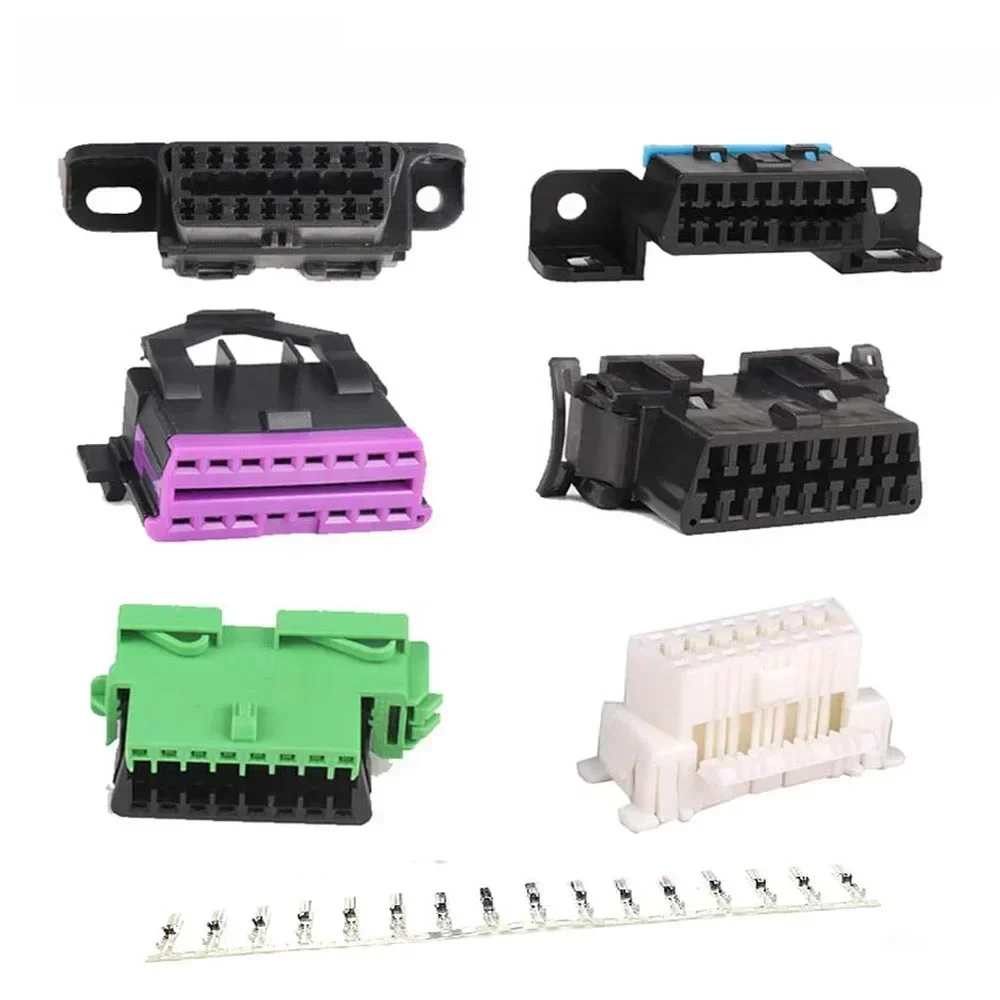 Prise OBD + Terminal + Insert connecteur femelle OBD OBD2 prise J1962f OBD 2 16 broches avec Terminal adapté à la plupart des voitures