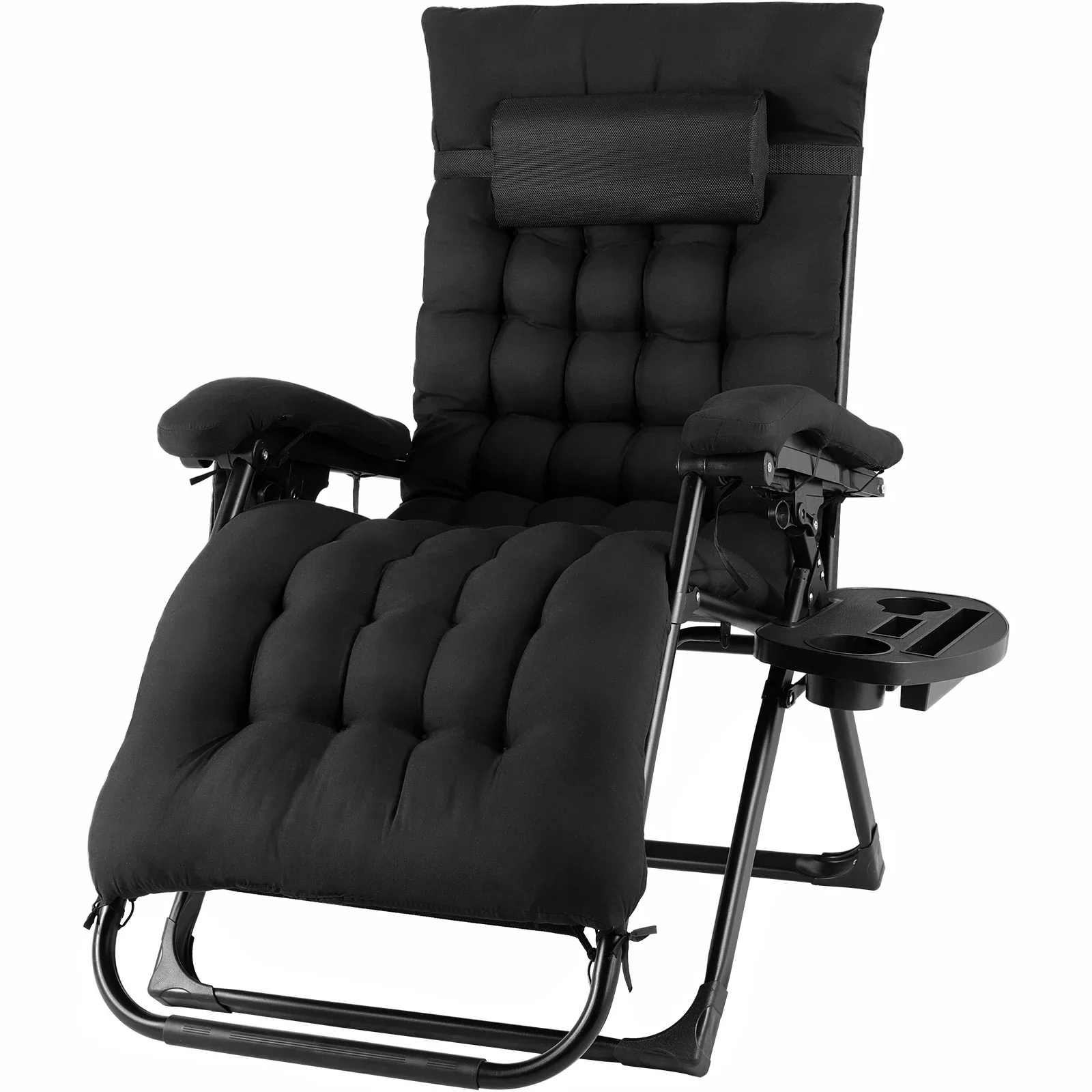 Loungestoel, 5-positie loungestoel voor buiten, opvouwbare chaise longue met matras, opvouwbaar campingbedje, zware loungestoelen buiten - afbeelding 2